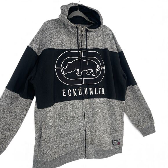 VTG Y2K Ecko Unltd Sweatshirt Full Zip Hoodie Rhino Logo Streetwear Mens 3X - Picture 1 of 15